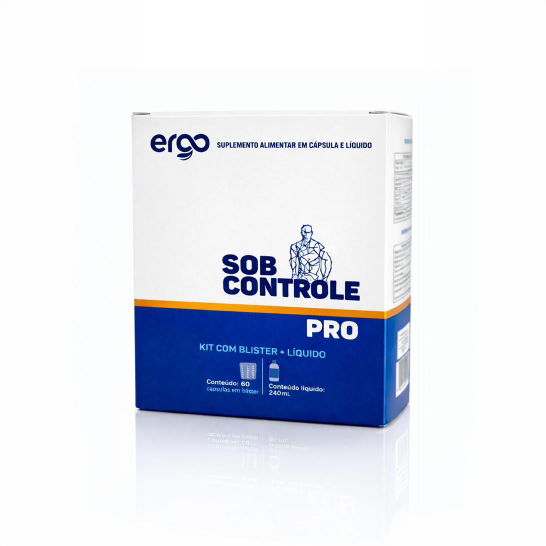 Kit Sob Controle Pro: caixa com 60 cápsulas em blister e líquido de 240 ml